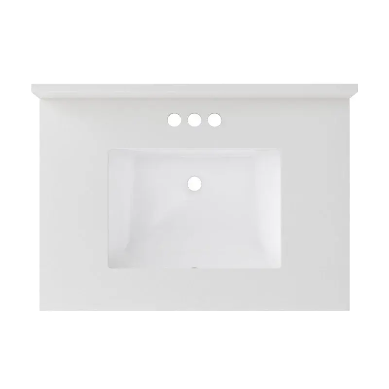 Craft + Main QZ31224SWR Vanity Top, 22 OAL, 31 OAW, Ceramic/Quartz, Snow White, Undermount Sink, 1-Bowl