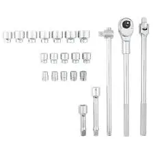 CRAFTSMAN 22-Piece Standard (SAE) and Metric Polished Chrome Mechanics Tool Place