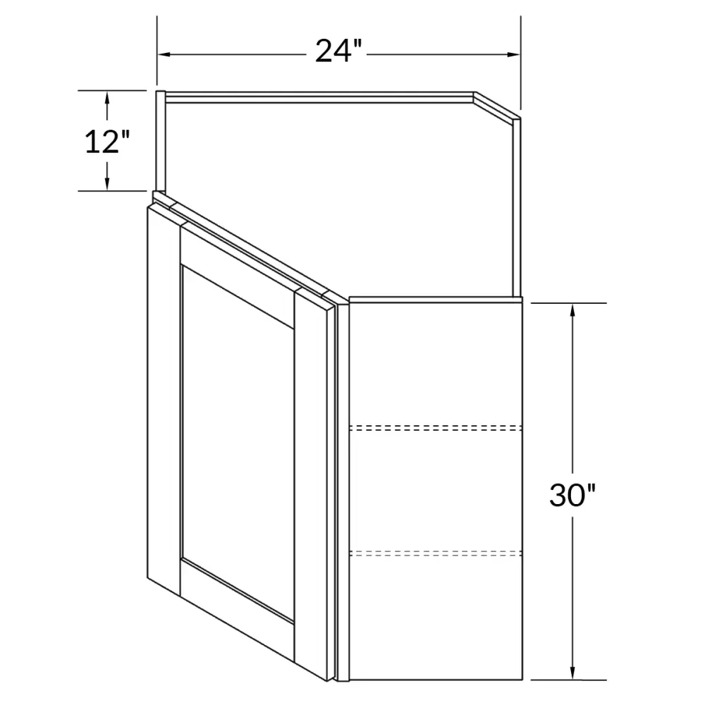 Diagonal Corner Kitchen Cabinet DC2430 Newport LessCare 24 . width 30 . height 12 . depth