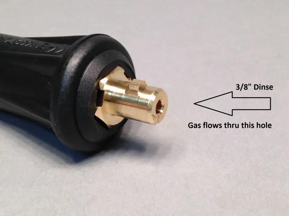 25 Dinse (3/8") Adapter Flow Thru Gas 9 and 17 Series TIG Torches