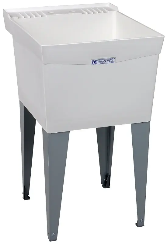ELM UTILATUB Series 19F Laundry Tub, 18 gal Capacity, 2-Deck Hole, 24 OAW, 24 OAD, 20 OAH, Thermoplastic
