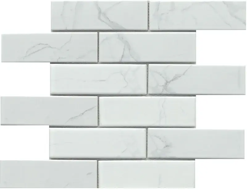 Emser Tile Elegan Series W95ELEGCA1112MOFM Porcelain Mosaic Tile, 12 L Tile, 11 W Tile, Pressed Edge, Calacata