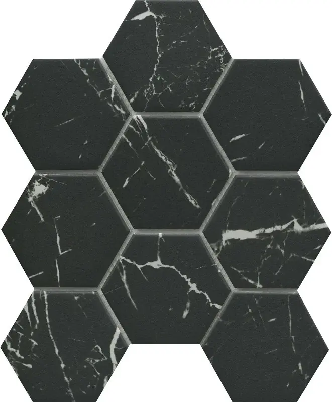 Emser Tile Elegan Series W95ELEGNE1011MH4M Porcelain Mosaic Tile, 11 L Tile, 10 W Tile, Pressed Edge, Nero