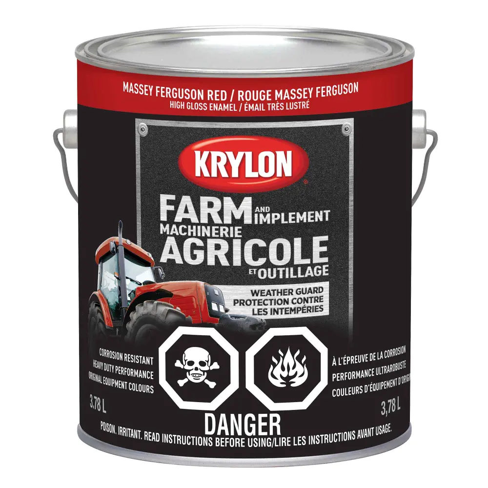 Farm and Implement Paint Brush on High Gloss Enamel Massey Ferguson Cherry, 3.78 L Compatible DeWALT Batteries