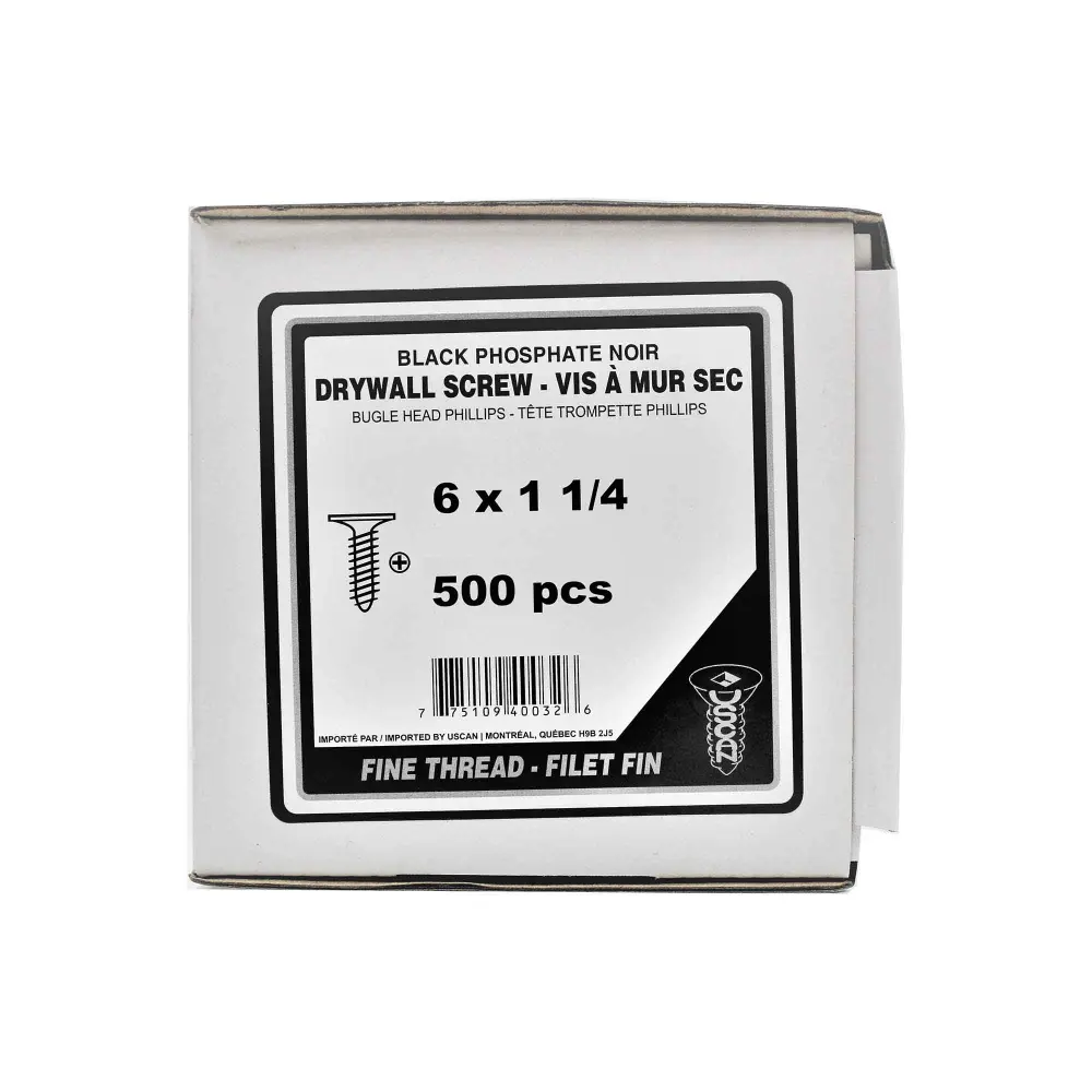 Fine Thread Drywall Screw, #6 x 1-1/4" (500 Units)