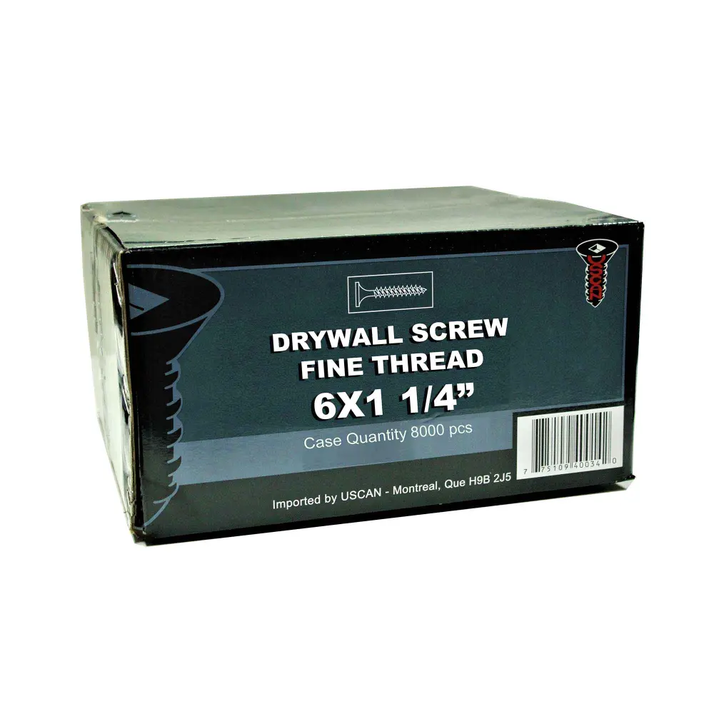 Fine Thread Drywall Screw, #6 x 1-1/4" (8,000 Units)