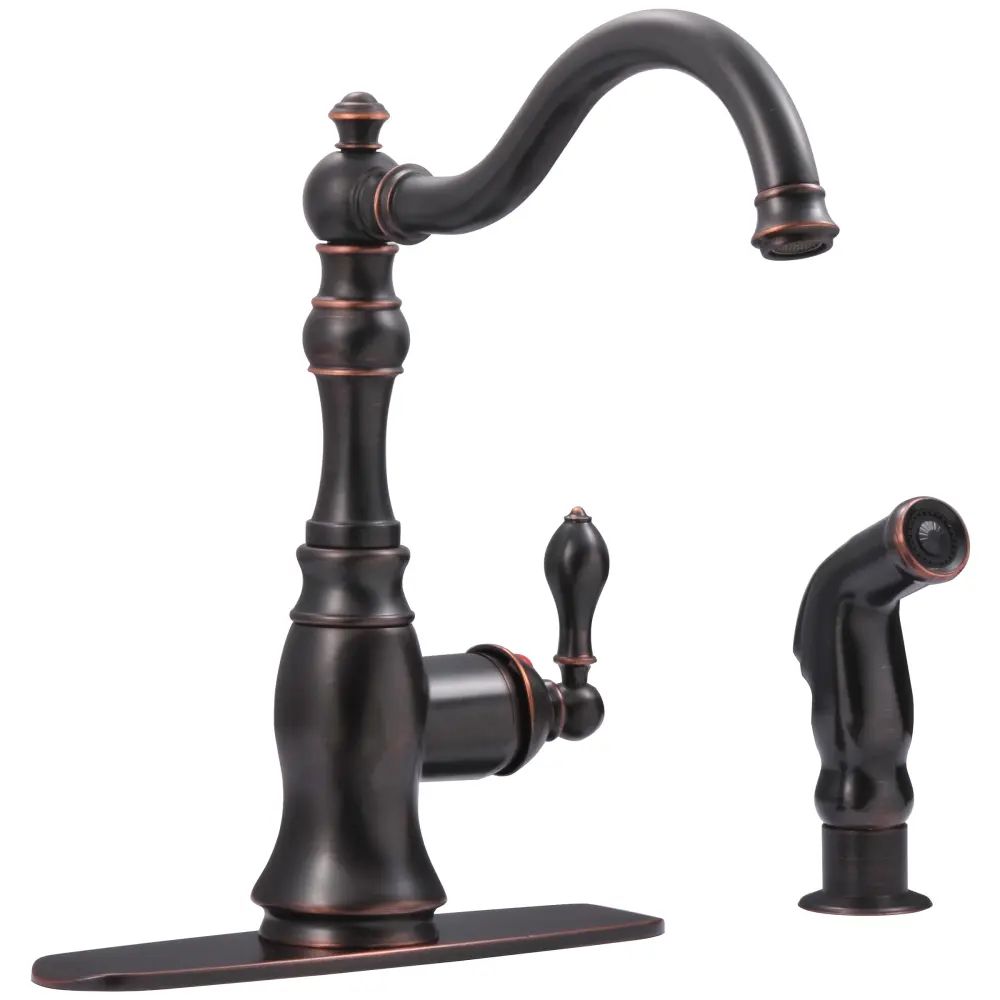 Fontaine Bellver 2 or 4 Hole, Single Handle Traditional Kitchen Faucet Spray Oil Rubbed Warm finish