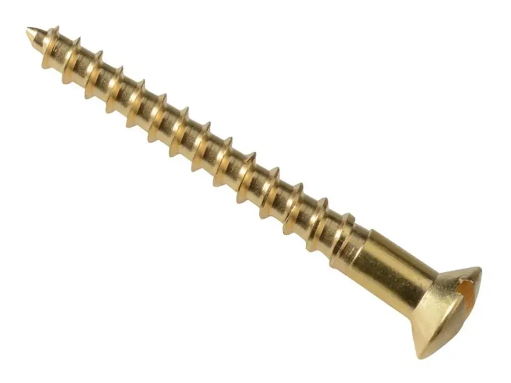 Forgefix Wood Screw Slotted Raised Head St Robust Brass 1.1/2 X 8In Forge Pack 10