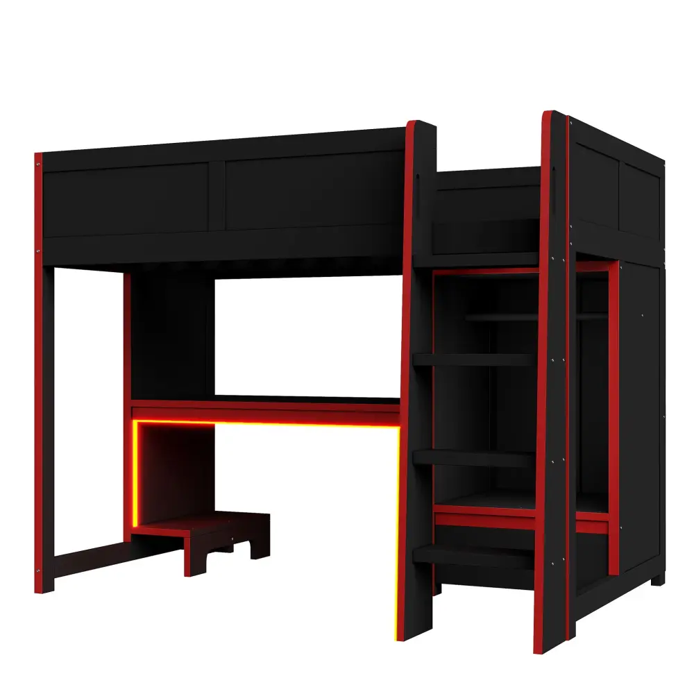 Gaming Loft Bed Fabricated Desk, Wardrobe, LED Lighting And Drawer Electricians