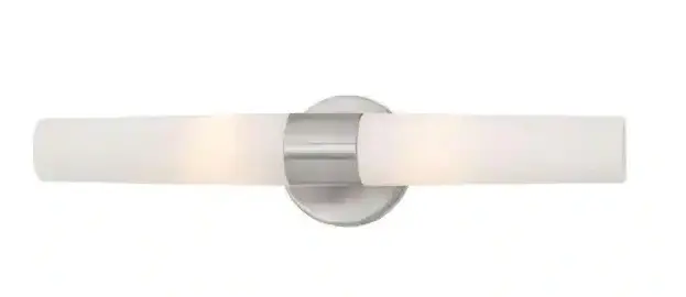 Hampton Bay Arla 2 Airy Brushed Nickel Vanity Light Tube Etched Glass