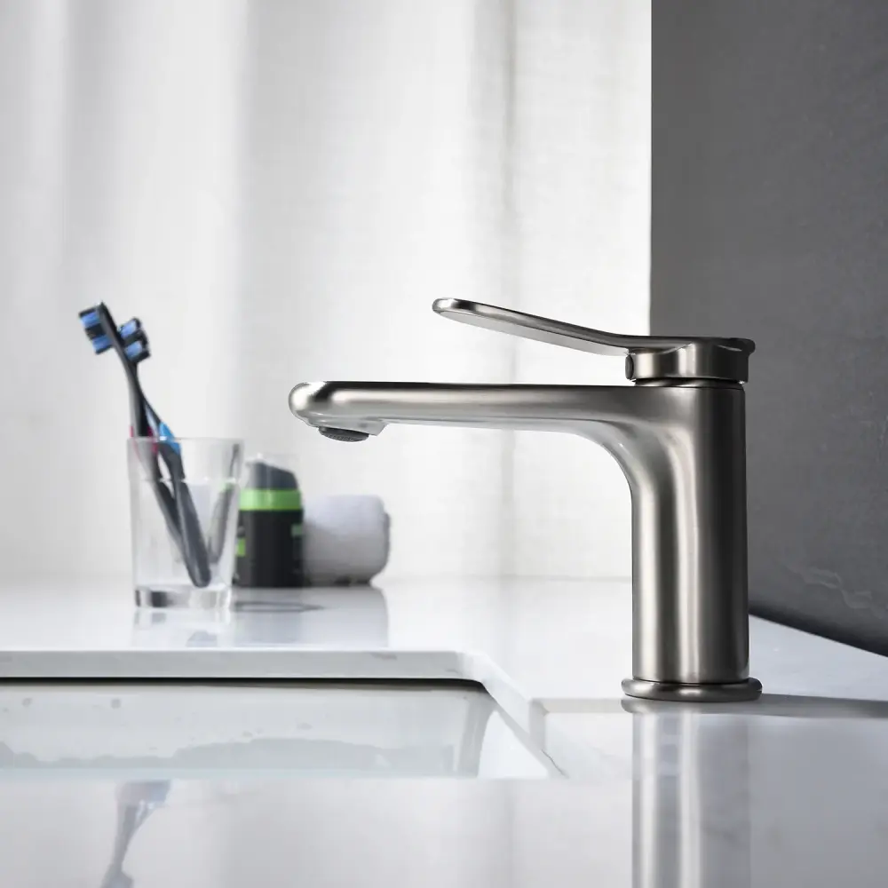High Precision Bathroom Faucet 1 Hole Singular Handle Brass Chrome Brushed Nickel Lavatory Mixer Tap