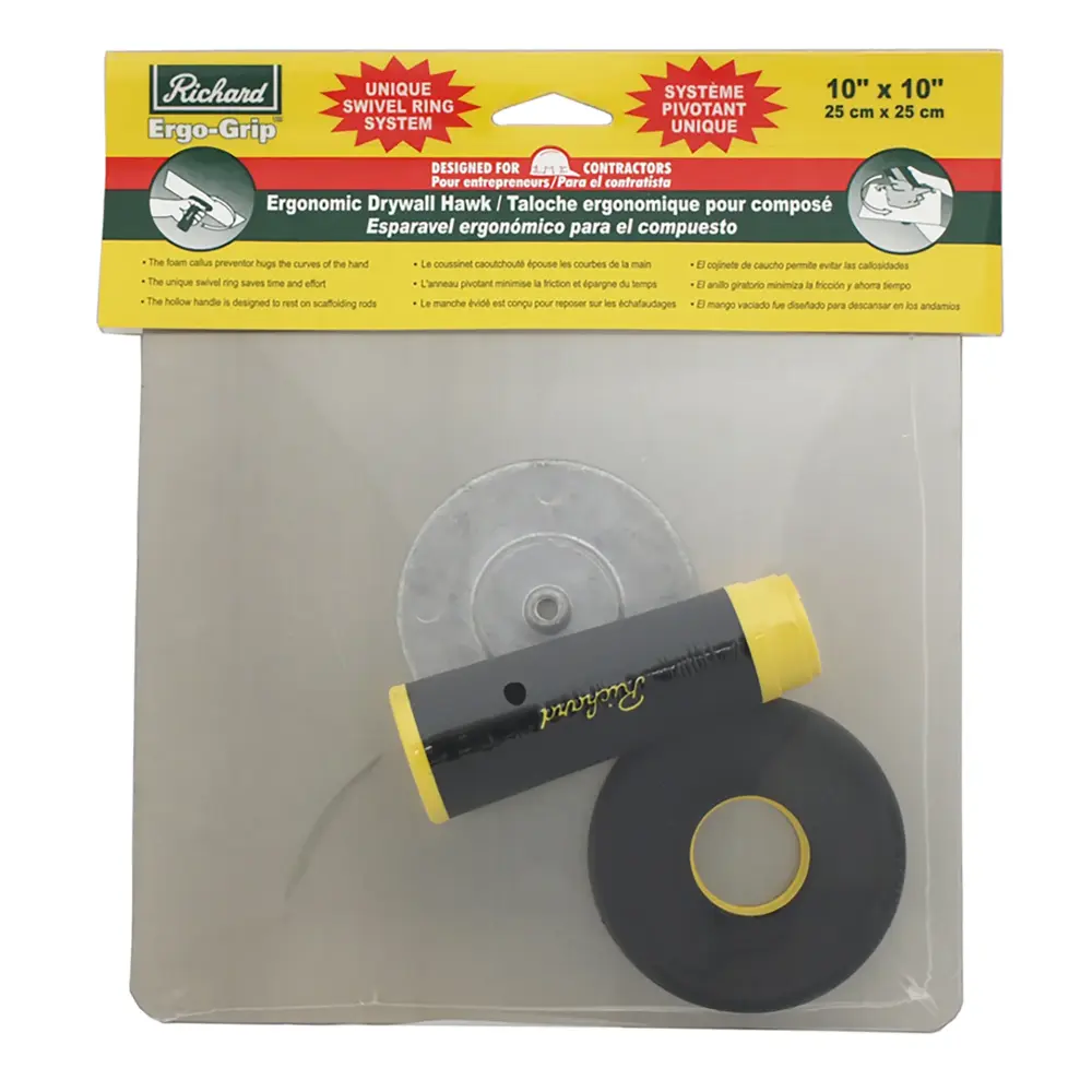 Industrial Strength 10" Ergo-Grip Drywall Hawk + Rotate Ring