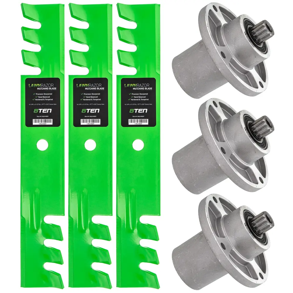 Laser Level Deck Spindles & Mulching Blades Kit Gravely Toro Fantastic Dane