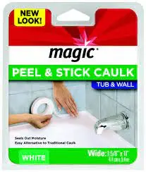 Magic 1-5/8 . x 11 ft. Tub and Wall, Peel and Stick Caulk Strip Alabaster Damaged Box