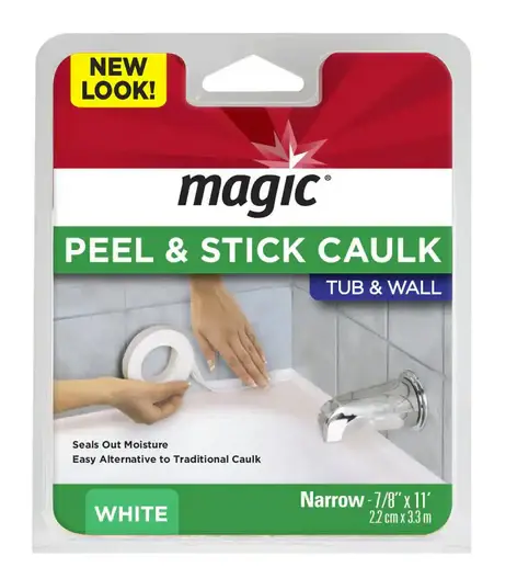 Magic 7/8 inch x 11 ft Tub and Wall Peel and Stick Caulk Strip Chalk Damaged Box