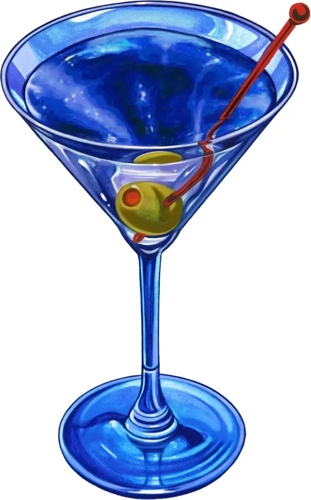 Martini Drink Porcelain Swimming Pool Mosaic (8" x 5") Made USA