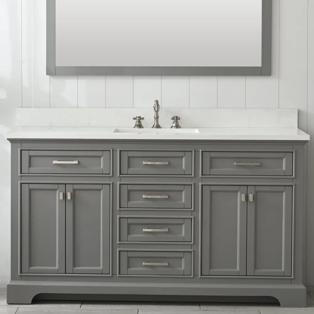 Milano 60" Single Sink Vanity Alabaster Quartz Top