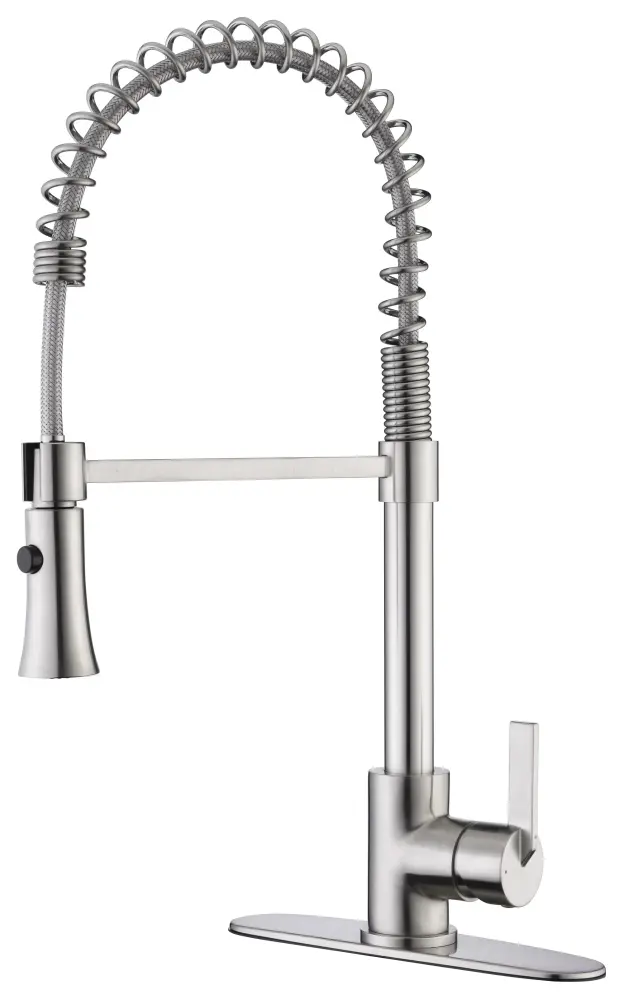 Modern European Soft-touch Nickel Residential Spring Kitchen Faucet