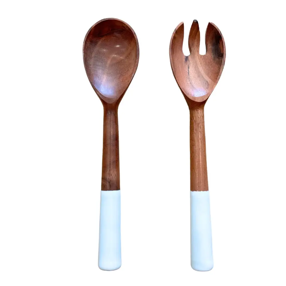 Oval Mango Wood & Enamel Servers | Lifetime Warranty