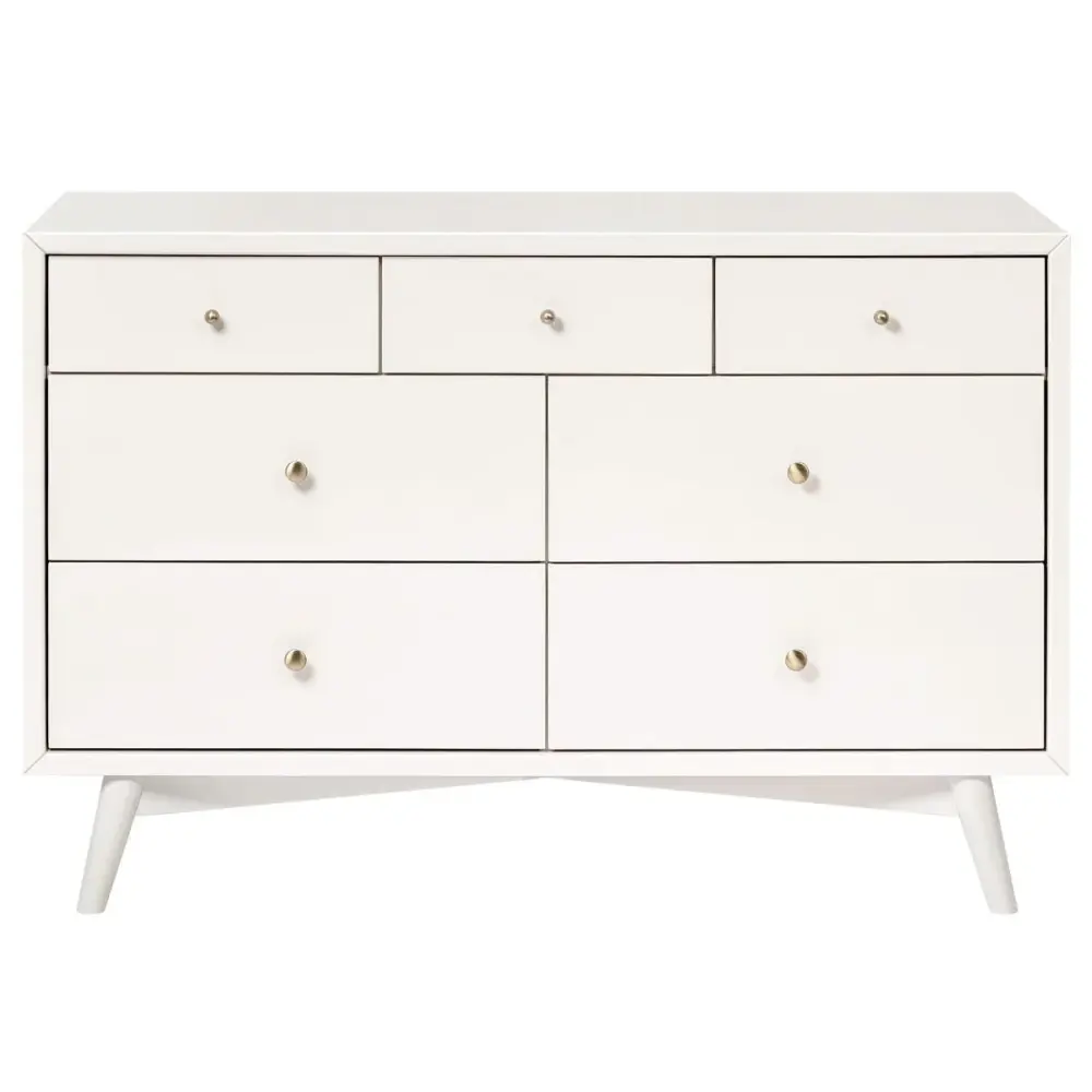 Palma 7-Drawer Dual Dresser - Warm White Brushed Nickel
