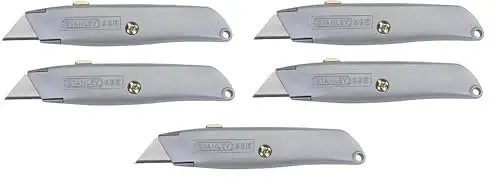 Premium Quality Stanley Hand Tools 10-099 Extendable Blade Utility Knife, Sold as 5 Pack