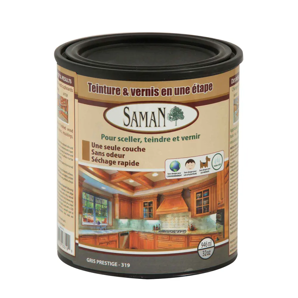 Prestige Grey One Step Wood Stain and Varnish, 946 ml