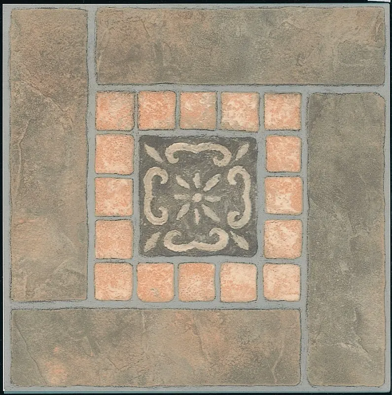 ProSource CL3267 Vinyl Floor Tile, 12 L Tile, 12 W Tile, Square Edge, Slate Inlay