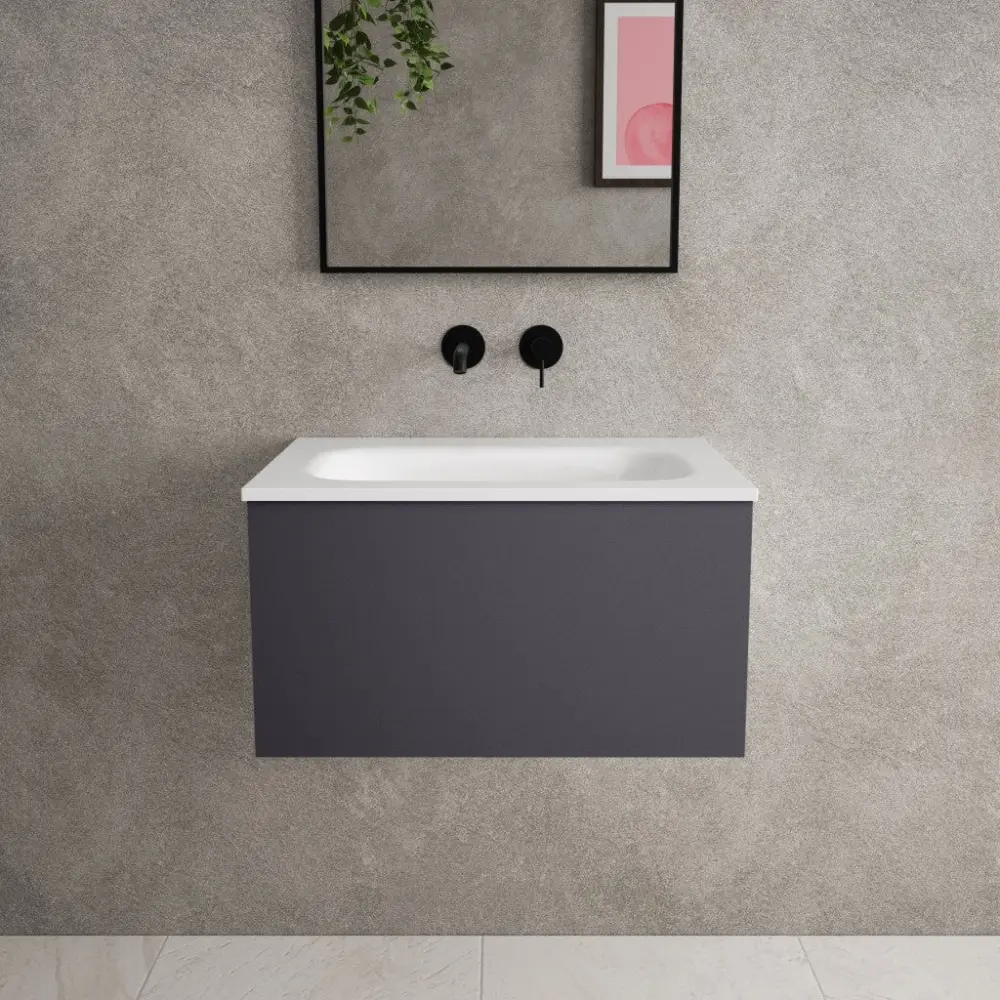 Raffinata One Drawer Vanity Unit Beyondstone Basin - Matt Graphite 600mm