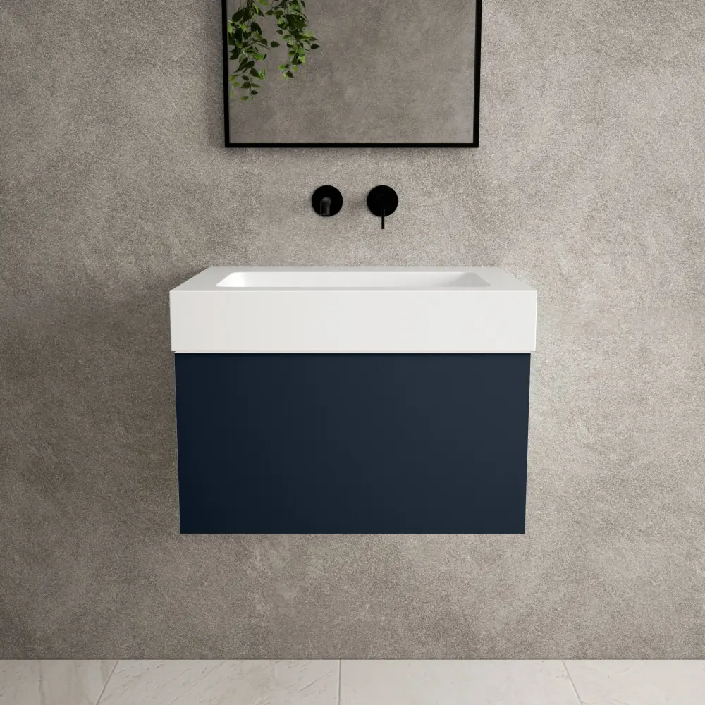 Raffinata One Drawer Vanity Unit Beyondstone BLOC Basin - Matt Indigo 600mm