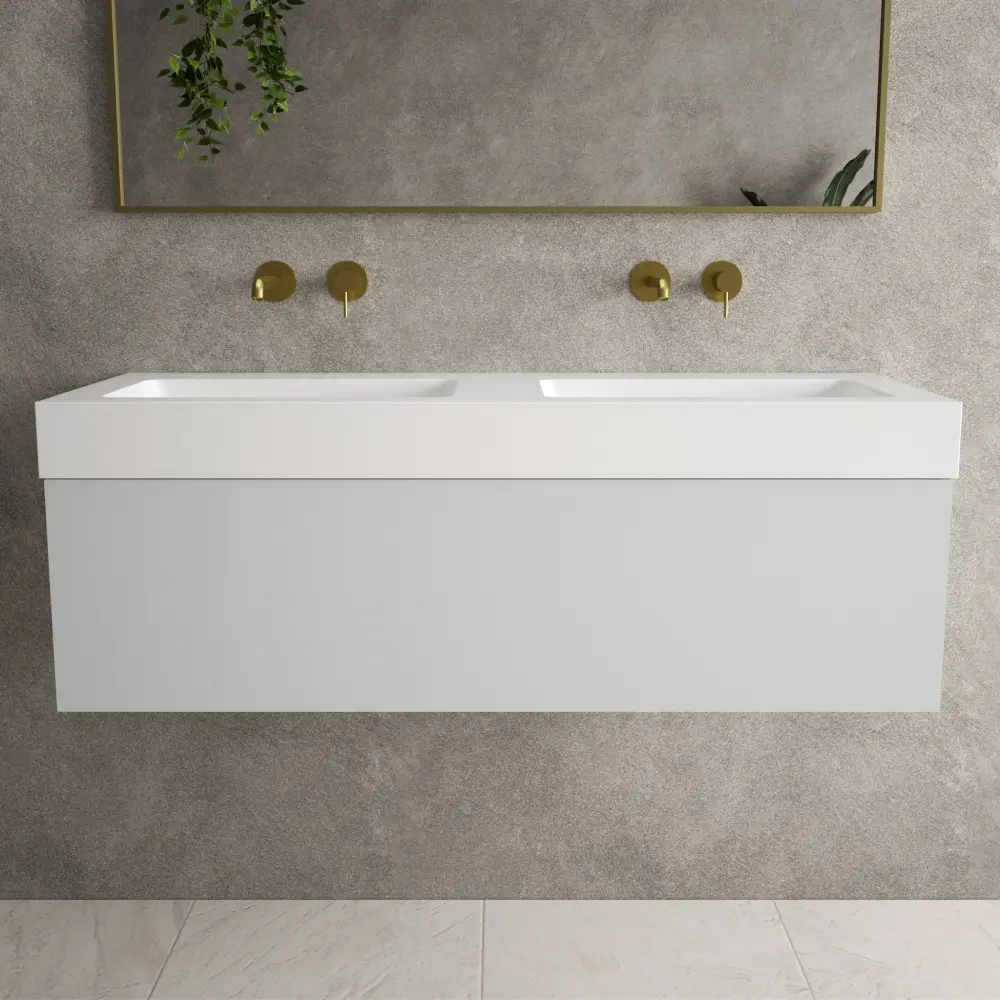 Raffinata One Drawer Vanity Unit Beyondstone Duplicate BLOC Basin - Matt Dove 1200mm