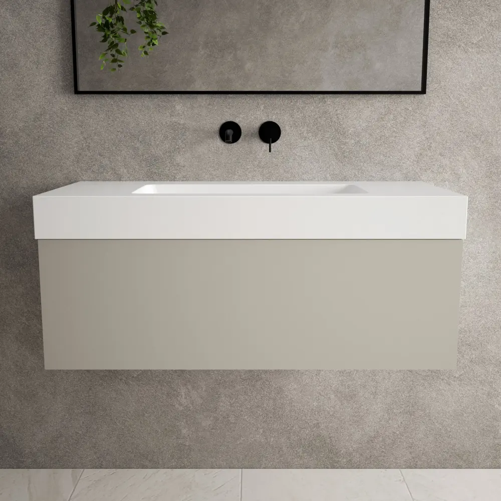 Raffinata One Drawer Vanity Unit Beyondstone BLOC Basin - Matt Stone 1000mm