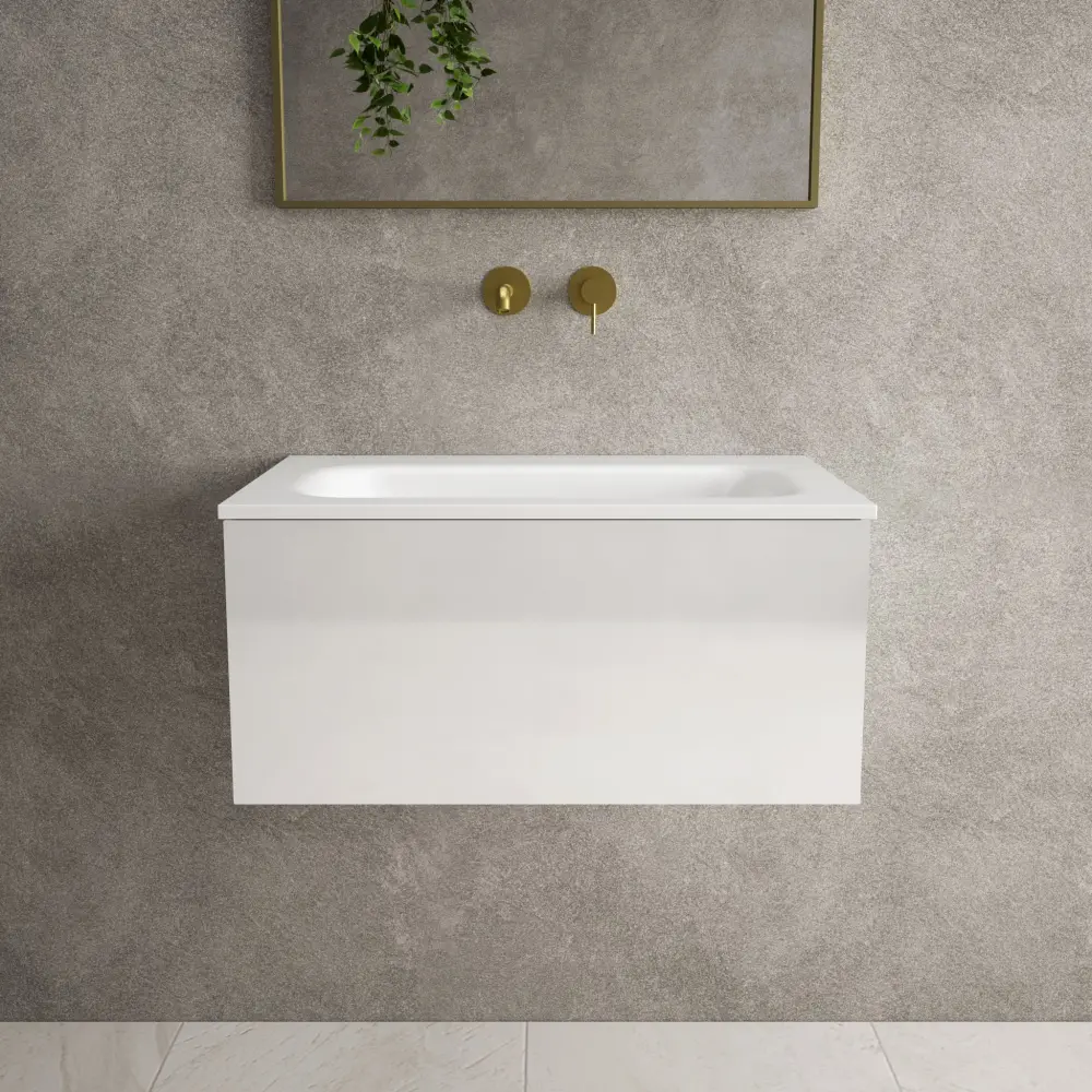 Raffinata One Drawer Vanity Unit Beyondstone Basin - Gloss Pearl 700mm