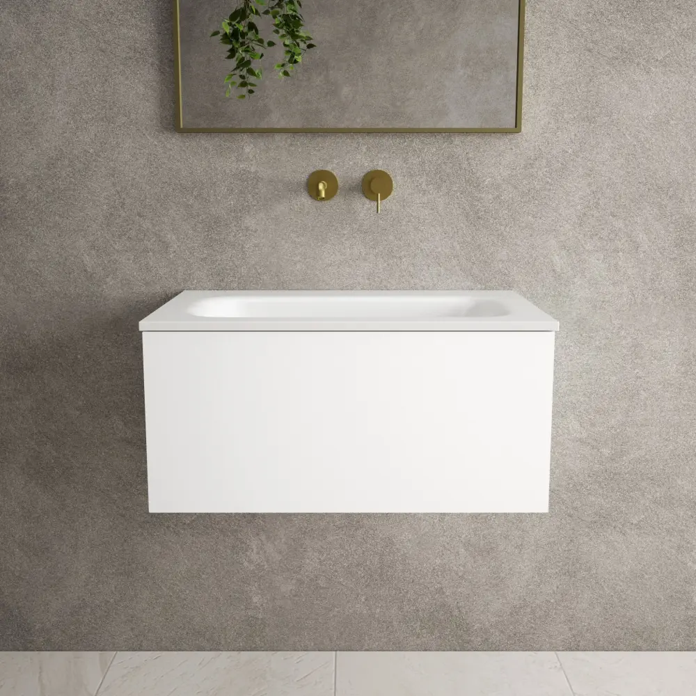 Raffinata One Drawer Vanity Unit Beyondstone Basin - Matt Ivory 700mm