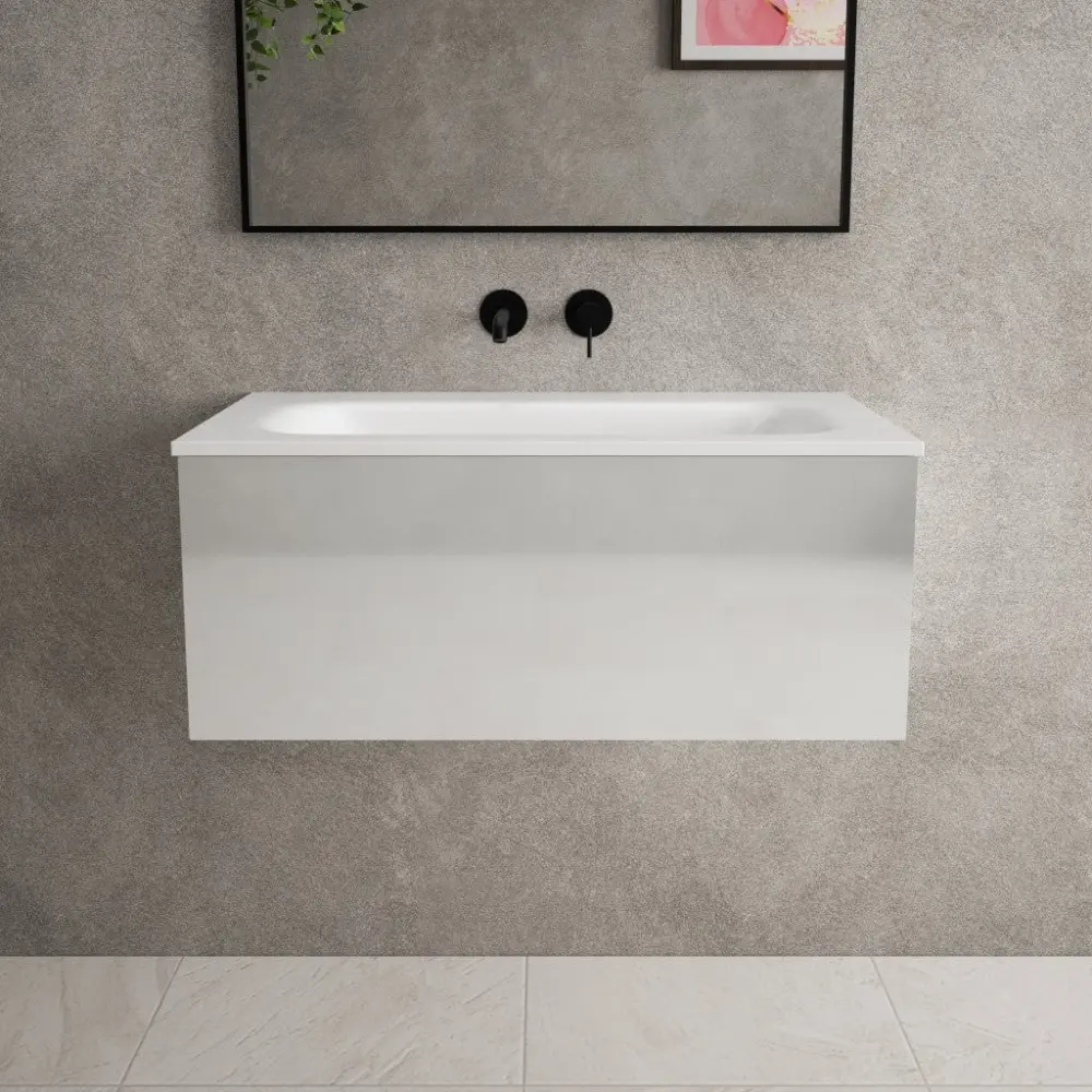 Raffinata One Drawer Vanity Unit Beyondstone Basin - Gloss Dove 800mm