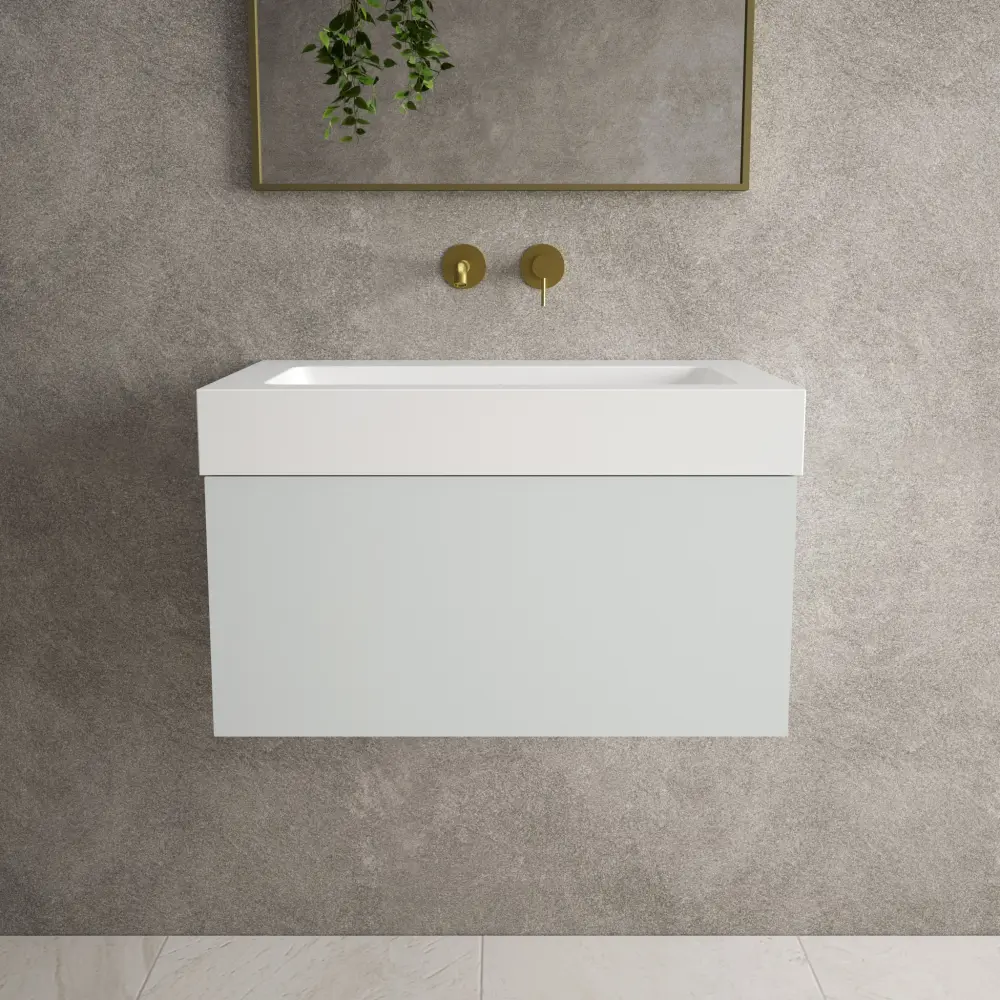 Raffinata One Drawer Vanity Unit Beyondstone BLOC Basin - Matt Dove 700mm