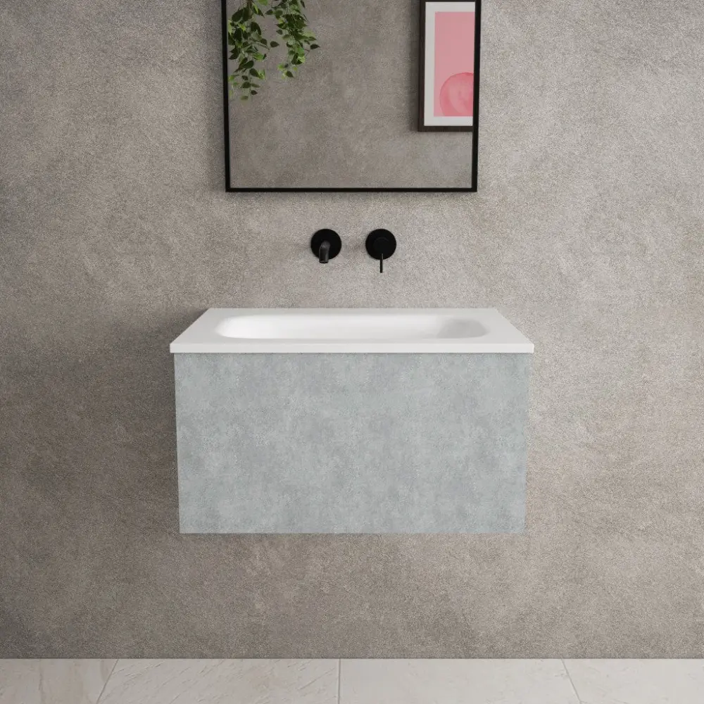 Raffinata One Drawer Vanity Unit Beyondstone Basin - Buoyant Concrete 600mm