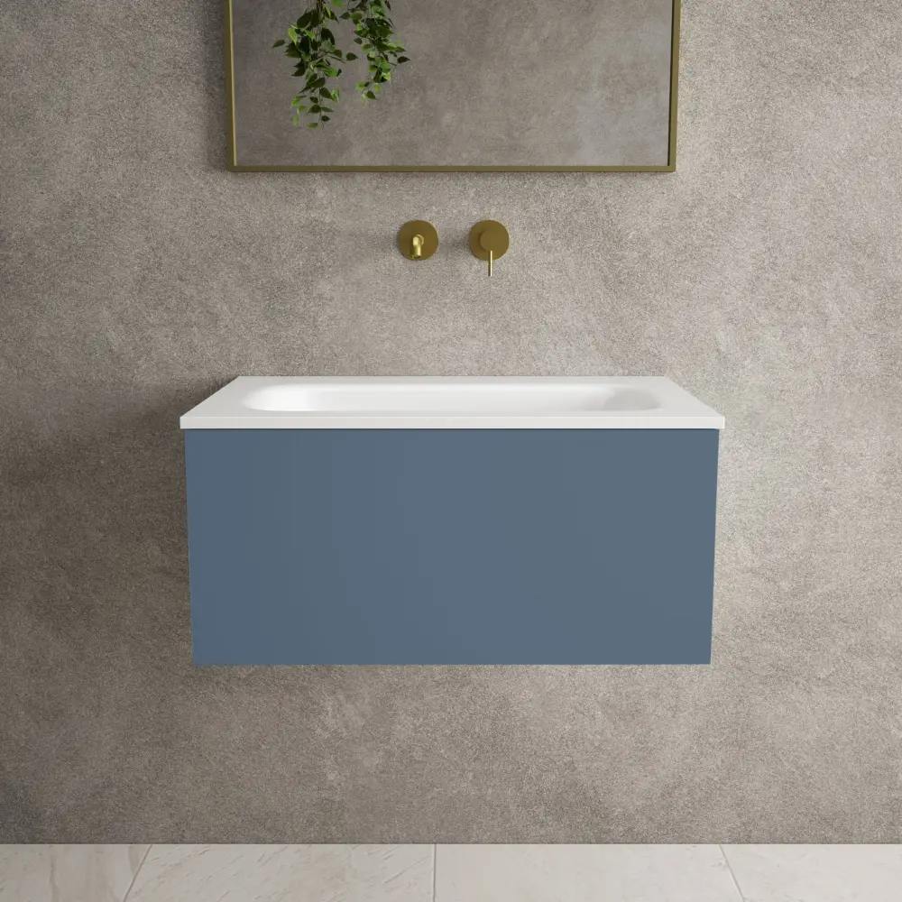 Raffinata One Drawer Vanity Unit Beyondstone Basin - Matt Indigo 700mm