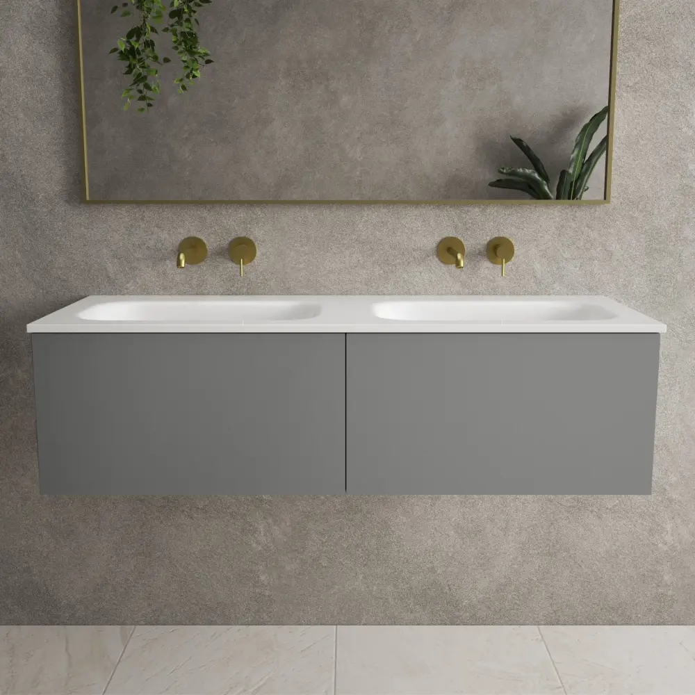 Raffinata Two Drawer Vanity Unit Beyondstone Twofold Basin - Matt Dust 1200mm