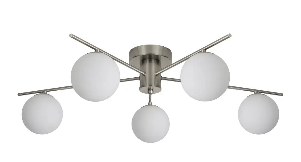 Salle 5 Light Modern Stainless Alloy Flush Frosted Glass Ceiling Light