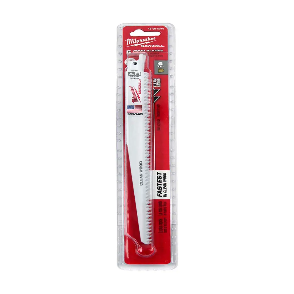 Sawzall Wood Cutting Blade 9", 6 TPI (5 Units)