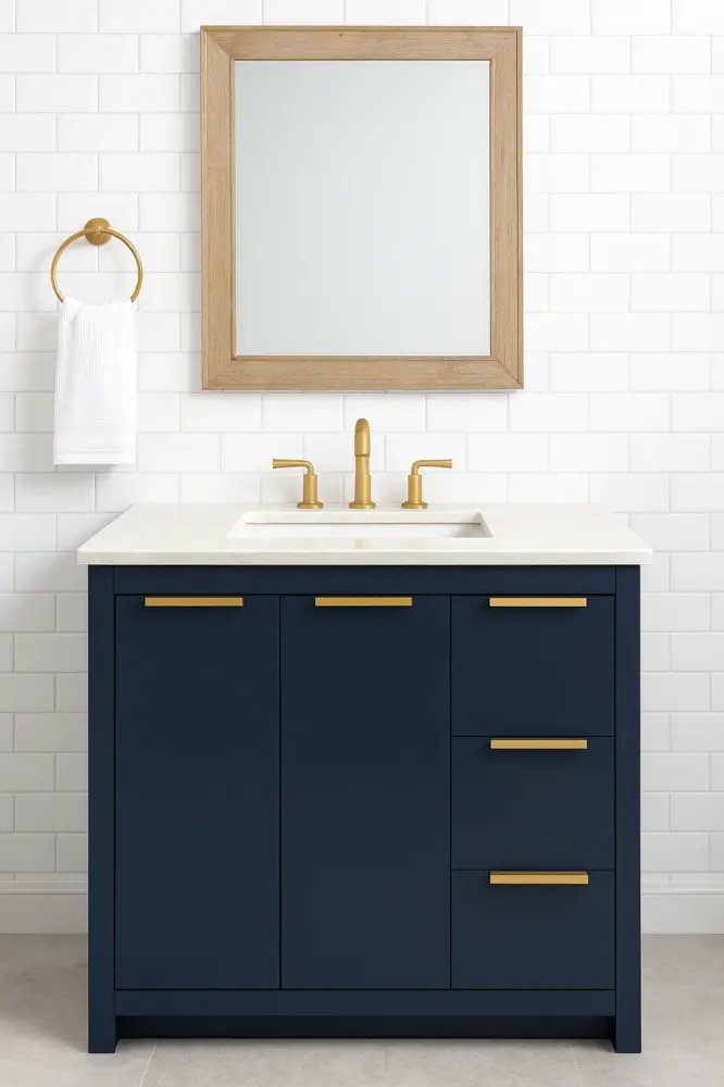 36 . Single Sink Vanity Blue Pearl Marble Top