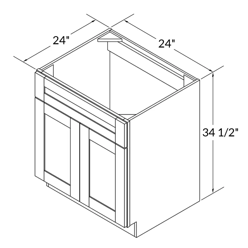 Sink Base Kitchen Cabinet SB24 Danbury Azure LessCare 24 . width 34.5 . height 24 . depth
