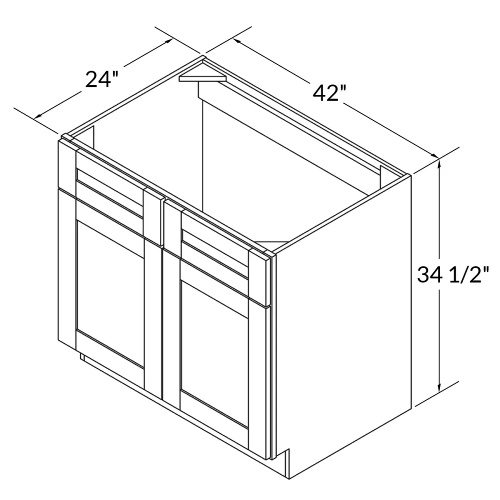 Sink Base Kitchen Cabinet SB42 Danbury Indigo LessCare 42 . width 34.5 . height 24 . depth
