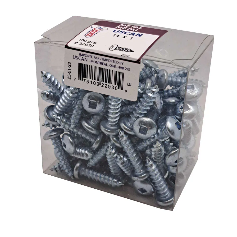 Spelter Plated Pan Head Metal Screw, #14 x 1" (100 Units)