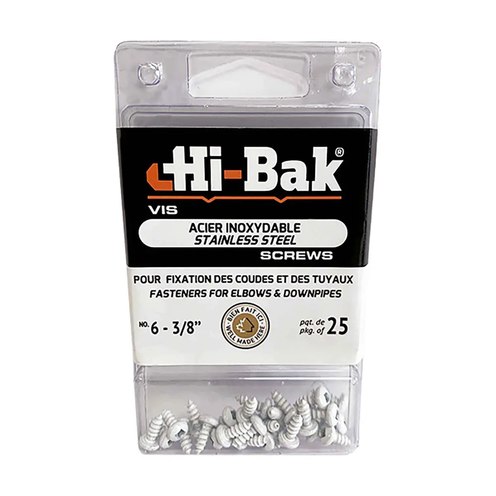 Stainless Steel Screws #6 x 3/8'' Fixing, Elbow and Downpipe, Chalk (25 Units)