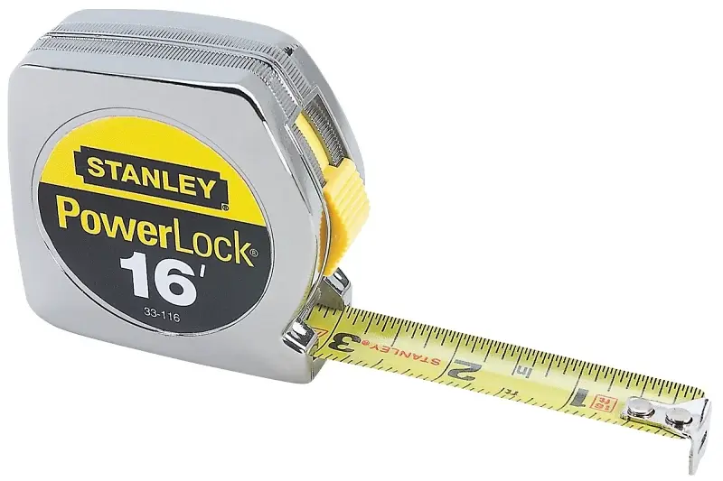 STANLEY 33-116 Measuring Tape, 16 ft L Blade, 3/4 W Blade, Steel Blade, ABS Case, Shiny metal Case, 5 ft Standout
