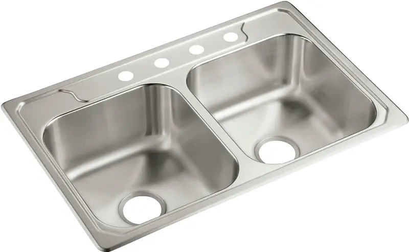 Sterling Middleton Series 14707-4-NA Kitchen Sink, 4-Faucet Hole, 22 OAW, 7 OAD, 33 OAH, Stain-proof Steel