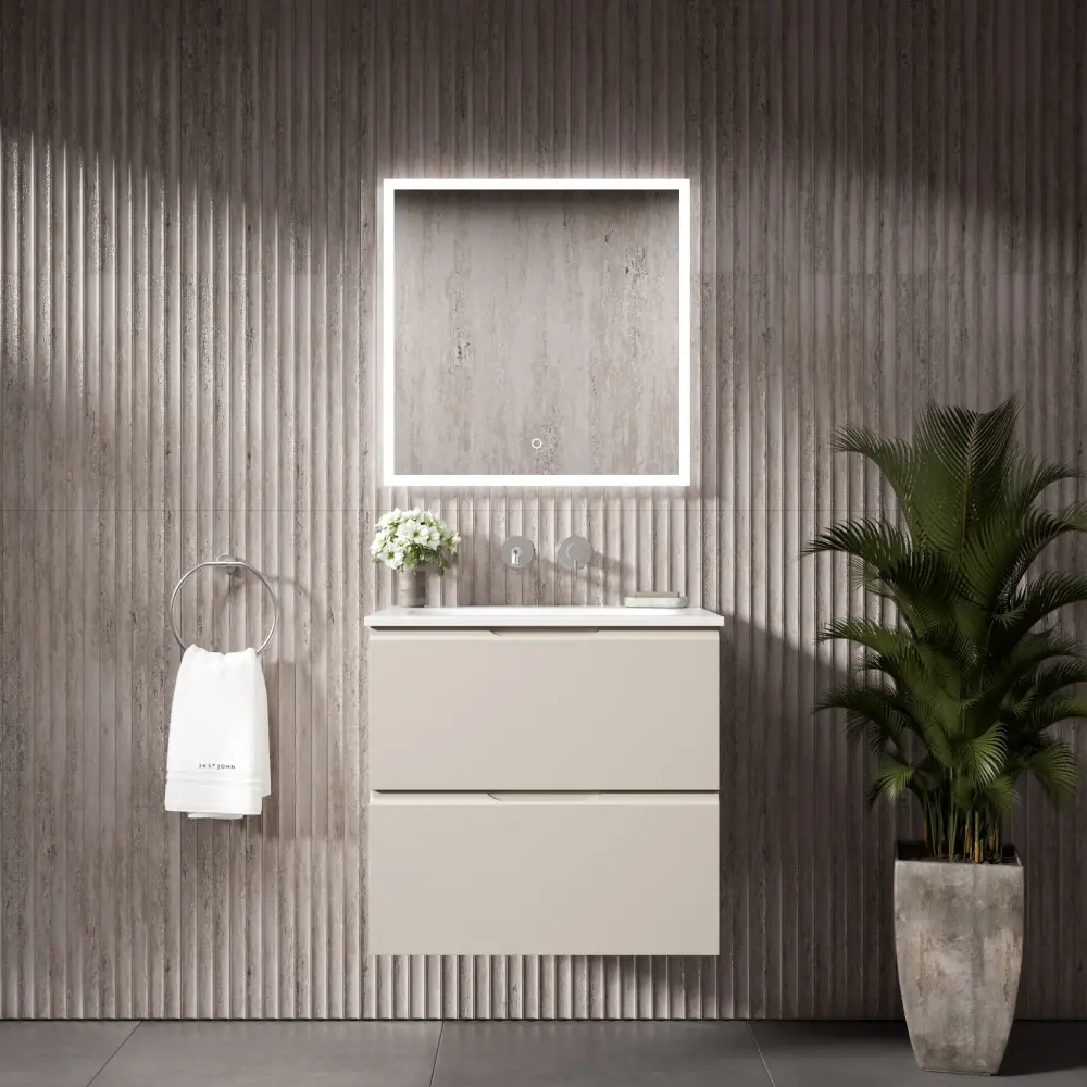 Tasca Two Drawer Vanity Unit Beyondstone Basin - Matt Goat hair wool 600mm