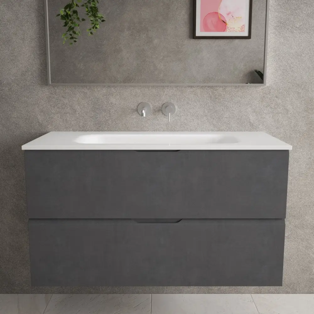 Tasca Two Drawer Vanity Unit Beyondstone Basin - Shadowy Concrete 1000mm