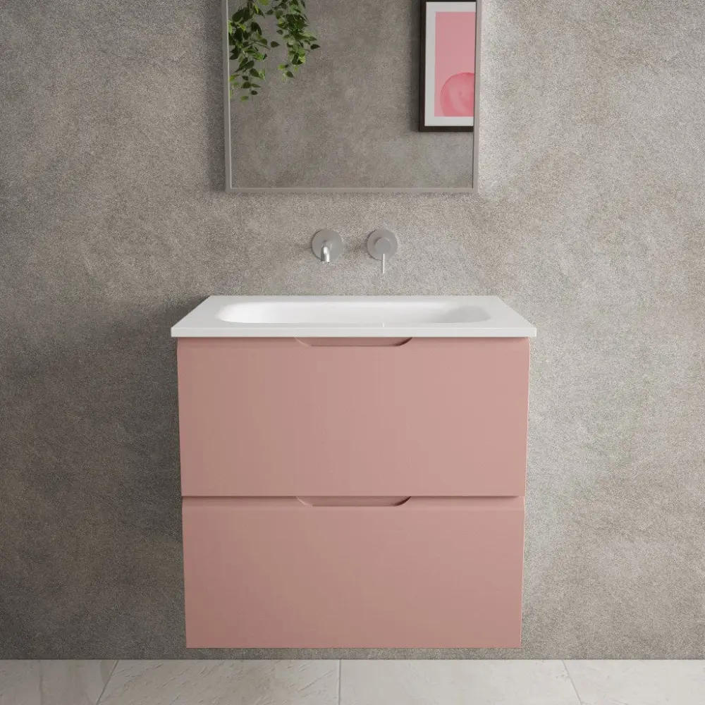Tasca Two Drawer Vanity Unit Beyondstone Basin - Matt Rose 600mm